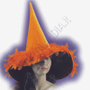 CAPPELLO STREGA CON BOA ARANCIO festa di halloween categoria